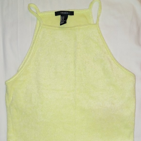 NEON GREEN TERRY CLOTH CROP TOP - Picture 1 of 5